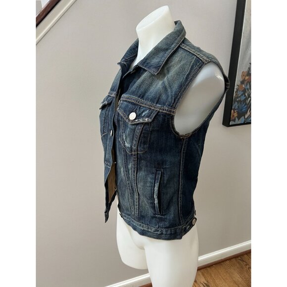 Rag & Bone Burney Distressed Denim Jean Vest in Mender Blue Size XS - Picture 4 of 6